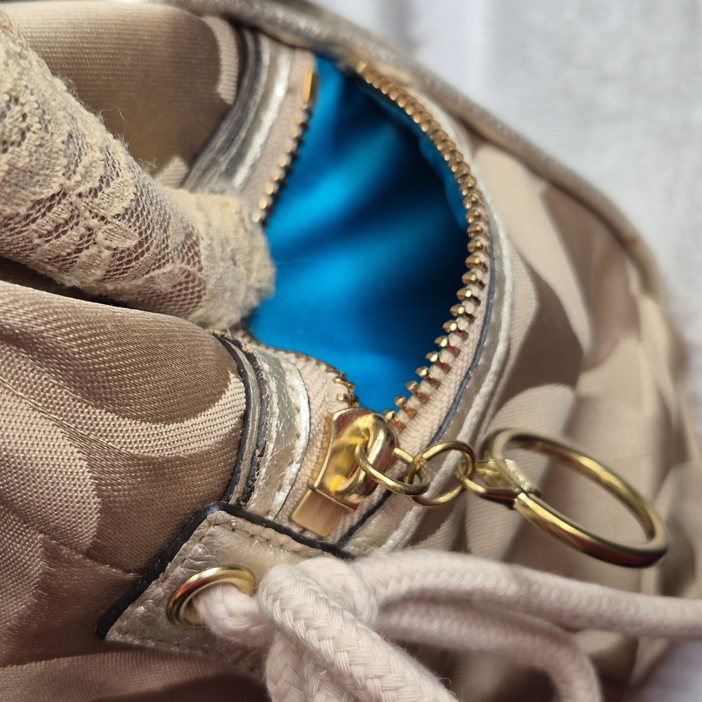 Coach Poppy Metallic Gold and Tan Tote Bag - Picture 11 of 17